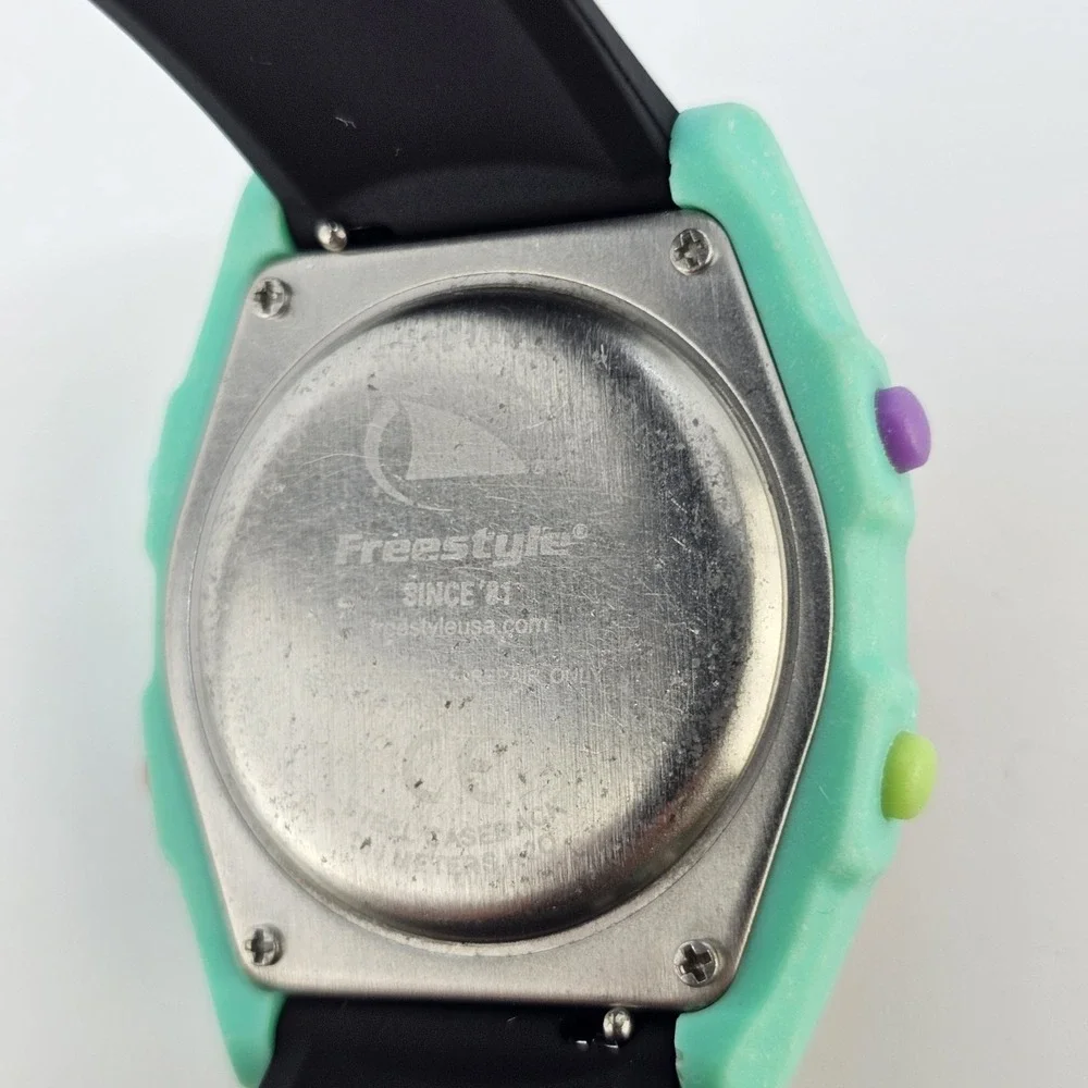 Freestyle Shark Women's Digital Watch 38MM Pink Aqua NEW Black Bands NEW Battery